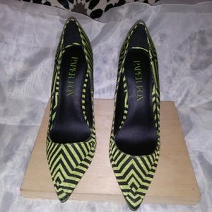 Paper Fox Green Striped pumps